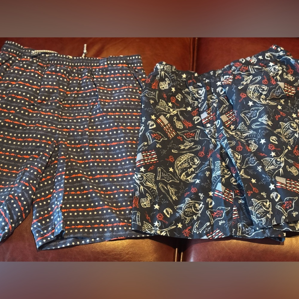 Columbia Red and Blue Patterned Swim Trunks